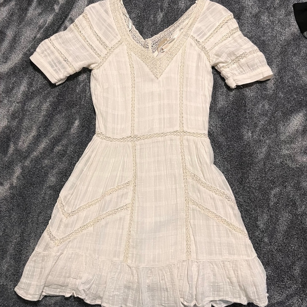 Off White Lace Mini Dress - Size 0